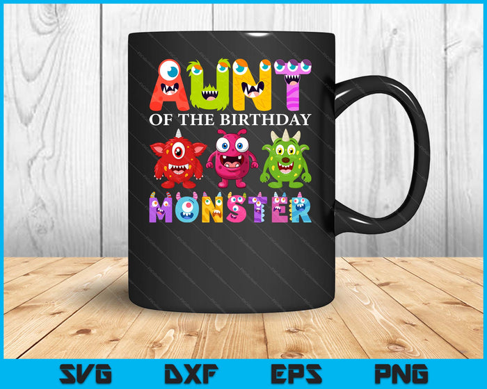 Aunt Of The Little Monster Birthday Party Family Monster SVG PNG Digital Printable Files