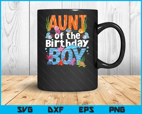 Aunt Under Sea Birthday Party Boys Ocean Sea Animals Themed SVG PNG Digital Printable Files