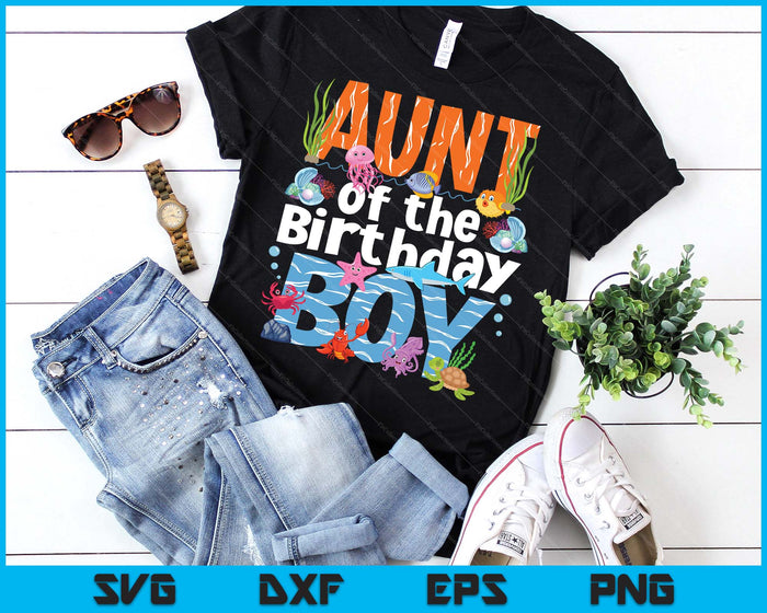 Aunt Under Sea Birthday Party Boys Ocean Sea Animals Themed SVG PNG Digital Printable Files