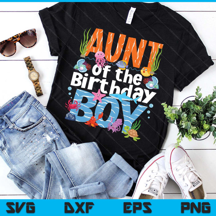 Aunt Under Sea Birthday Party Boys Ocean Sea Animals Themed SVG PNG Digital Printable Files