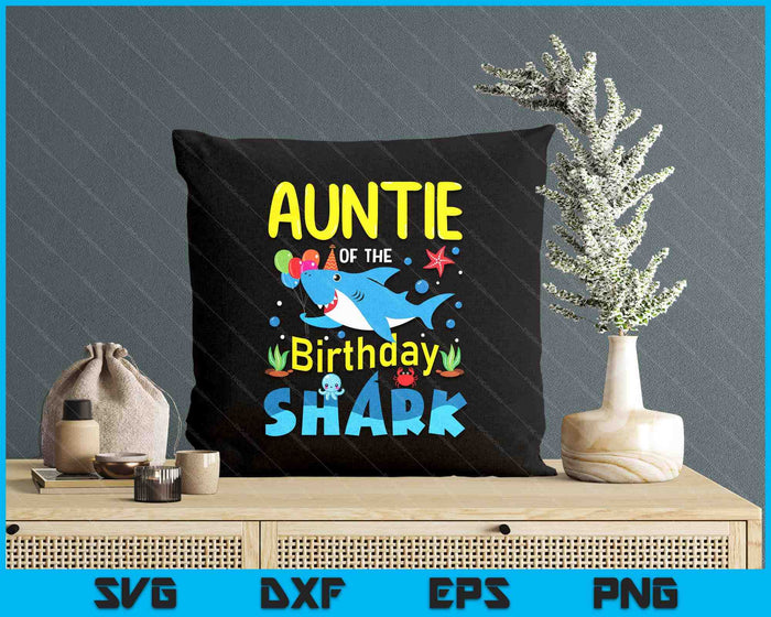 Auntie Birthday Kids Shark Party Matching Family SVG PNG Digital Printable Files