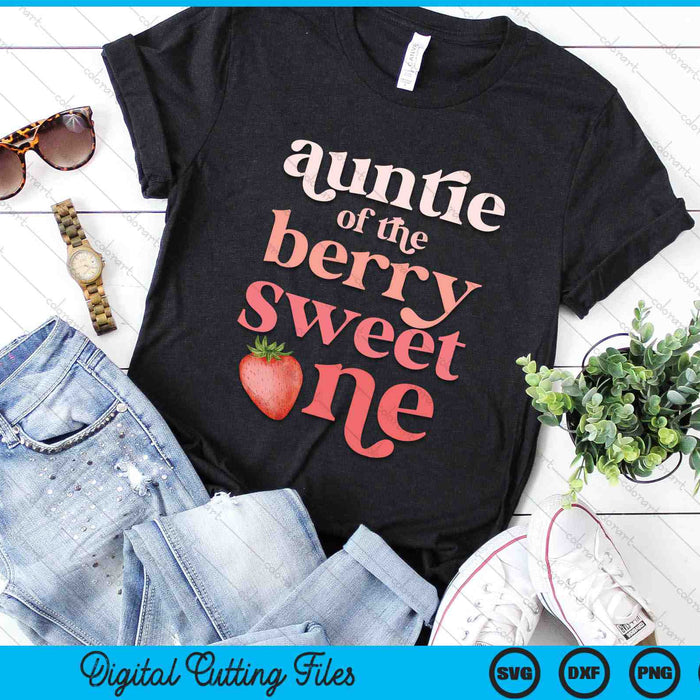 Tante van de Berry Sweet One Strawberry eerste verjaardag SVG PNG digitale snijbestanden