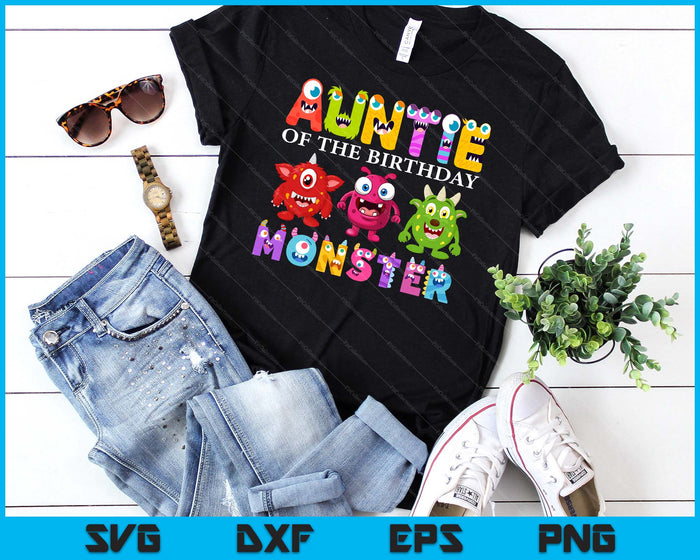 Auntie Of The Little Monster Birthday Party Family Monster SVG PNG Digital Printable Files