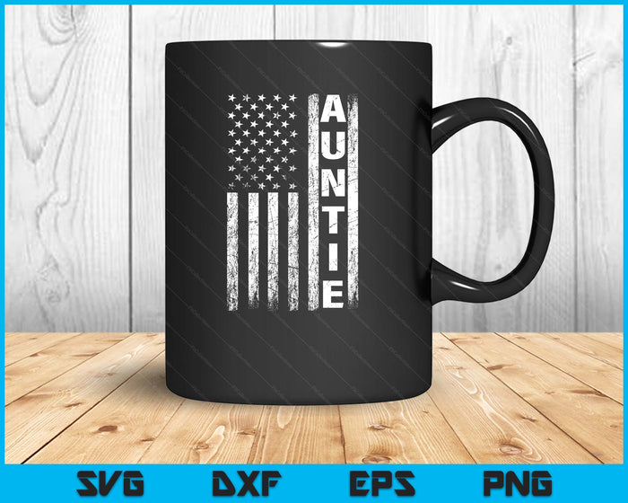 Auntie Vintage American Flag Mother's Day 4th Of July SVG PNG Digital Printable Files