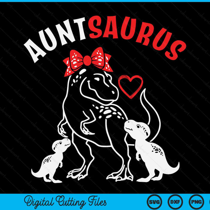 Auntsaurus Aunt 2 Kids Dinosaur Mother's Day SVG PNG Digital Cutting Files
