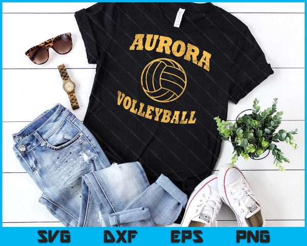 Aurora Volleyball Classic Vintage Distressed SVG PNG Digital Cutting Files