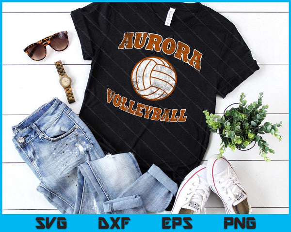 Aurora Volleyball Vintage Distressed SVG PNG Digital Cutting Files