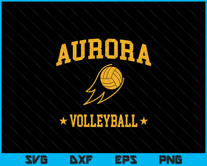 Aurora Volleyball Vintage Gameday Retro Volleyball Lover SVG PNG Digital Printable Files
