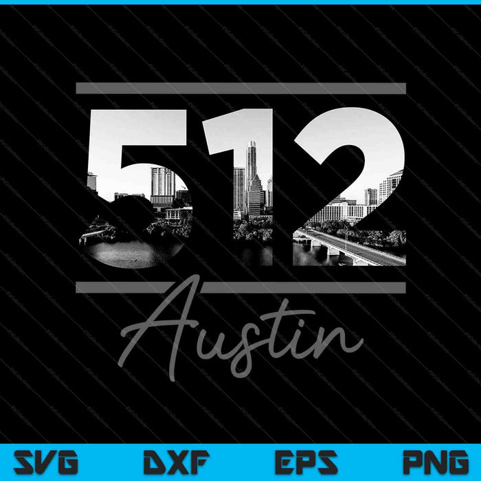 Austin 214 Netnummer Skyline Texas Vintage SVG PNG Snijden afdrukbare bestanden
