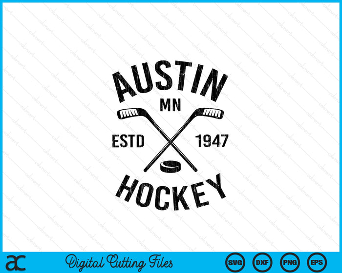 Austin Minnesota Ice Hockey Sticks Vintage Gift SVG PNG Digital Cutting Files