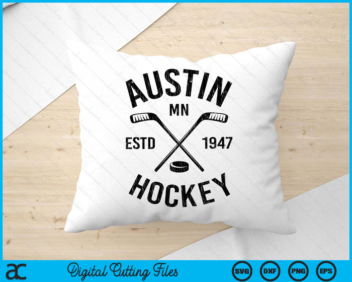 Austin Minnesota Ice Hockey Sticks Vintage Gift SVG PNG Digital Cutting Files