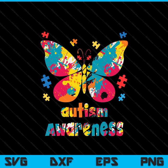 Autism Awareness Colorful Butterfly Puzzle SVG PNG Digital Printable Files