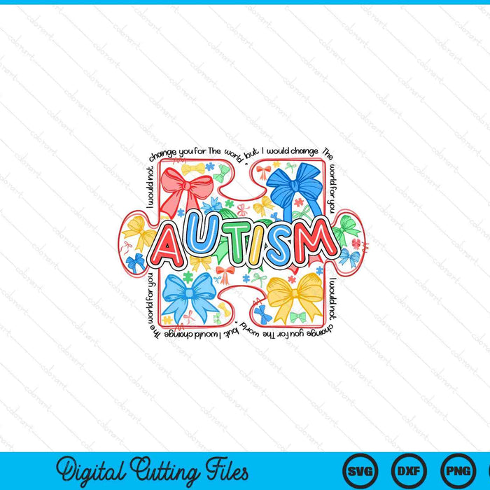 Autism awareness coquette retro autism bow SVG cut file