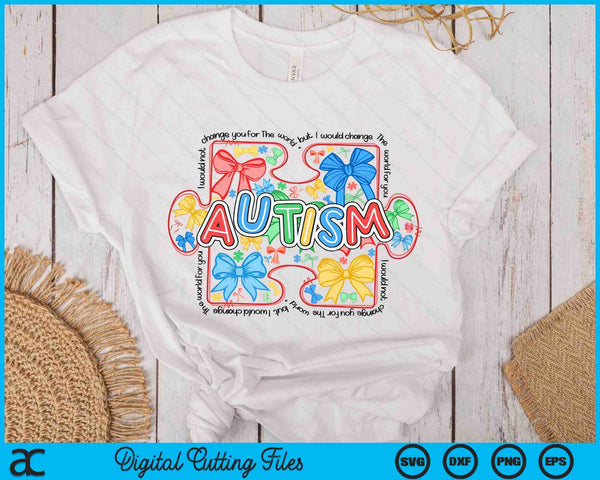 Autism Awareness Coquette Retro Autism Bow SVG PNG Digital Printable Files