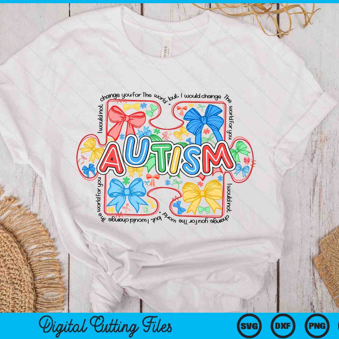 Autism Awareness Coquette Retro Autism Bow SVG PNG Digital Printable Files