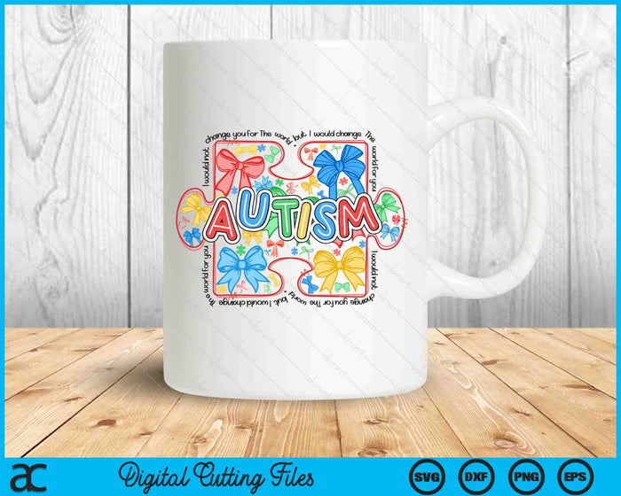 Autism Awareness Coquette Retro Autism Bow SVG PNG Digital Printable Files