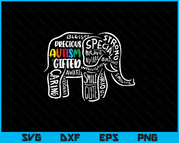 Autism Awareness Elephant Acceptance Autistic SVG PNG Digital Printable Files