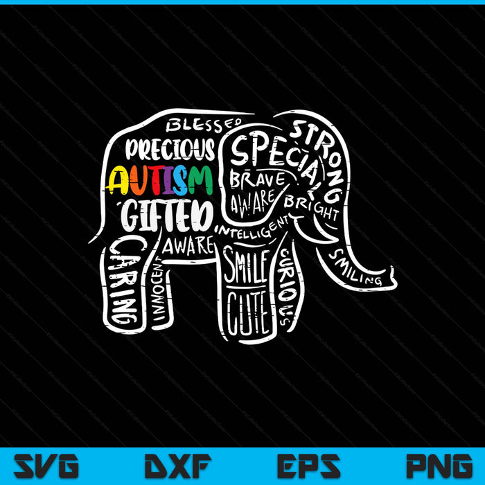 Autism awareness elephant acceptance autistic SVG cut file