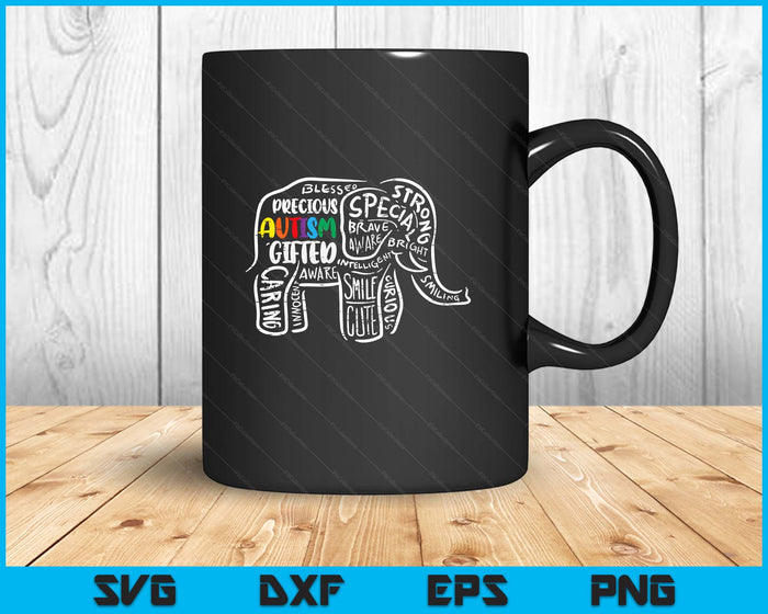 Autism Awareness Elephant Acceptance Autistic SVG PNG Digital Printable Files