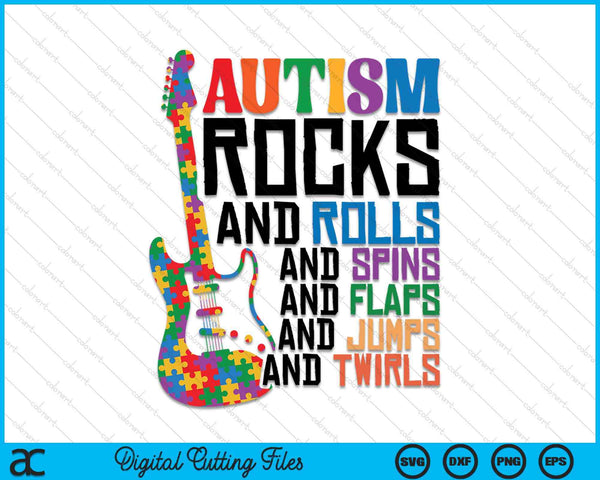 Autism Awareness Guitar SVG PNG Digital Cutting Files