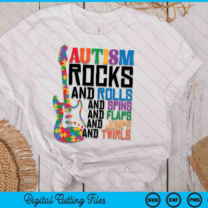 Autism Awareness Guitar SVG PNG Digital Cutting Files