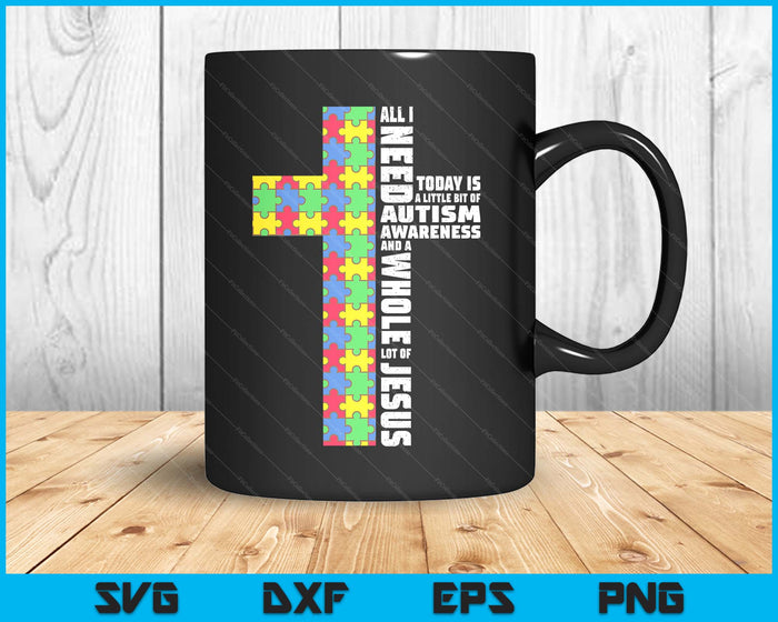Autism Awareness Jesus Cross Puzzle Cool Christian SVG PNG Digital Printable Files