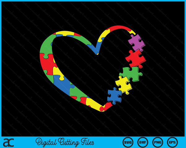 Autism Awareness Love Heart Puzzle Piece Gift SVG PNG Digital Cutting Files