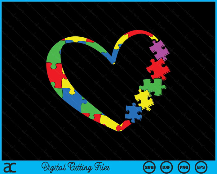 Autism Awareness Love Heart Puzzle Piece Gift SVG PNG Printable Files