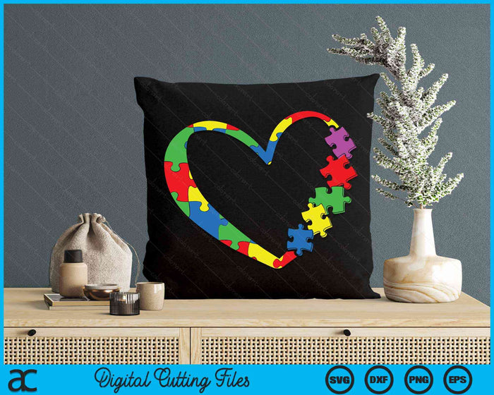 Autism Awareness Love Heart Puzzle Piece Gift SVG PNG Printable Files