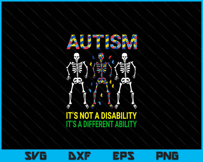 Autism Awareness Skeleton Dancing Autistic Kids Awareness SVG PNG Digital Cutting Files