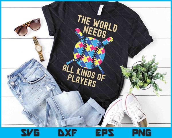 Conciencia sobre el autismo El mundo necesita todo tipo de jugadores SVG PNG cortando archivos imprimibles - on a t-shirt