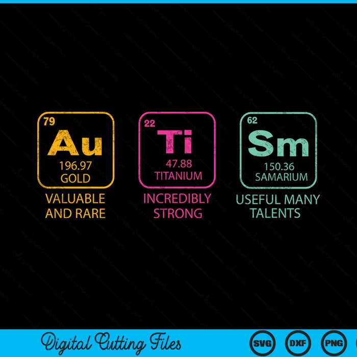Autism awareness elements periodic table ASD SVG cut file