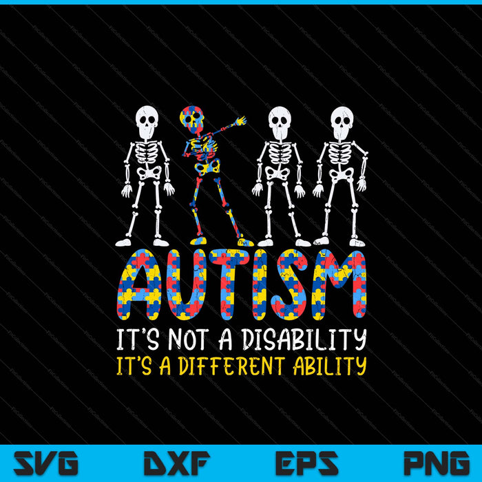 Autism awerness skeleton dabbing autistic kids awareness, Halloween SVG cut file
