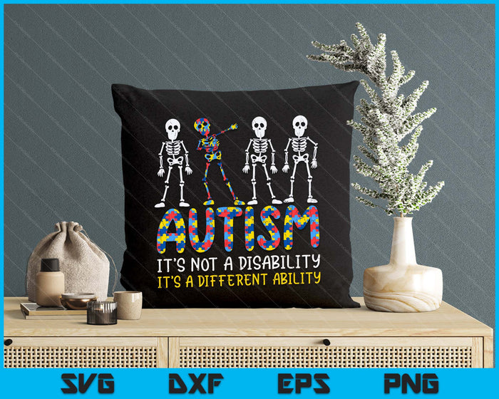 Autism Awerness Skeleton Dabbing Autistic Kids Awareness SVG PNG Digital Cutting Files