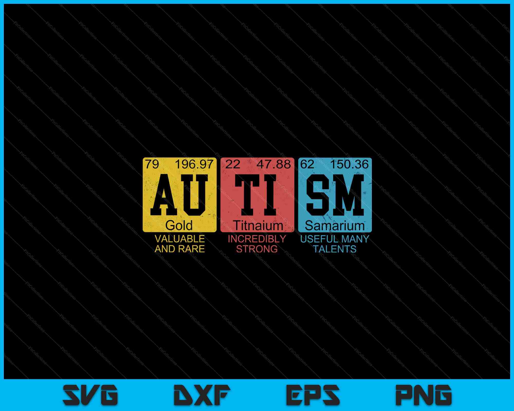 Autistic In Elements Autism Elements Periodic Table Awareness ASD SVG PNG Digital Files ...