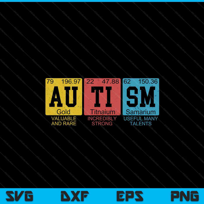 Autism Elements Periodic Table Awareness ASD SVG PNG Digital Printable Files