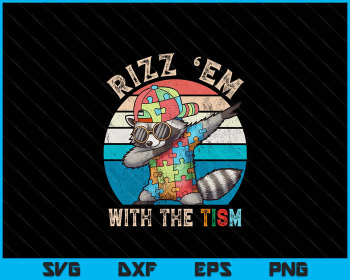 Autism Rizz Em With The Tism Meme Autistic Racoon Hand Rock SVG PNG Digital Printable Files