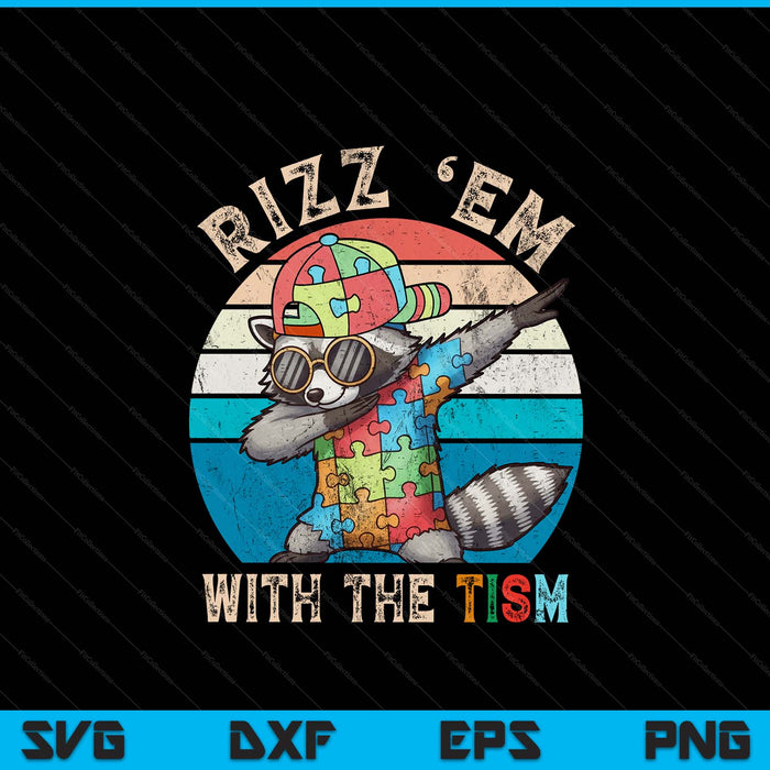 Autism rizz em with the tism meme autistic racoon hand rock SVG cut file