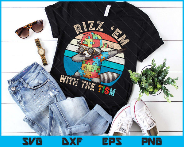 Autism Rizz Em With The Tism Meme Autistic Racoon Hand Rock SVG PNG Digital Printable Files