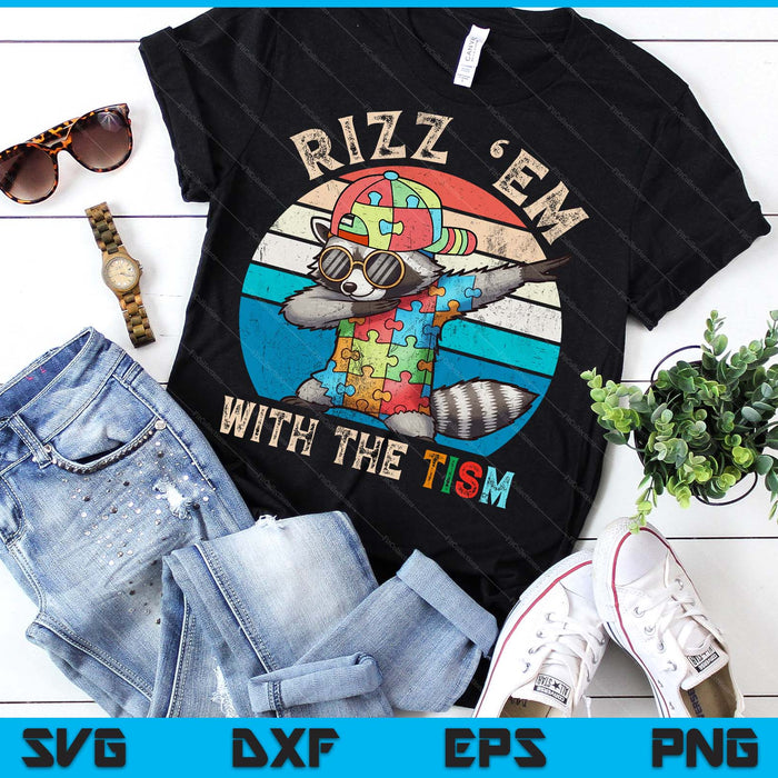 Autism Rizz Em With The Tism Meme Autistic Racoon Hand Rock SVG PNG Digital Printable Files
