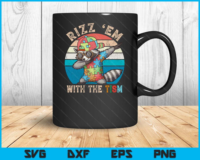 Autism Rizz Em With The Tism Meme Autistic Racoon Hand Rock SVG PNG Digital Printable Files