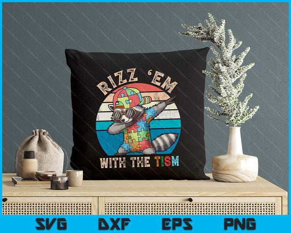 Autism Rizz Em With The Tism Meme Autistic Racoon Hand Rock SVG PNG Digital Printable Files