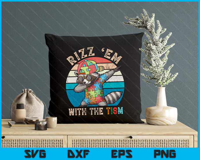 Autism Rizz Em With The Tism Meme Autistic Racoon Hand Rock SVG PNG Digital Printable Files