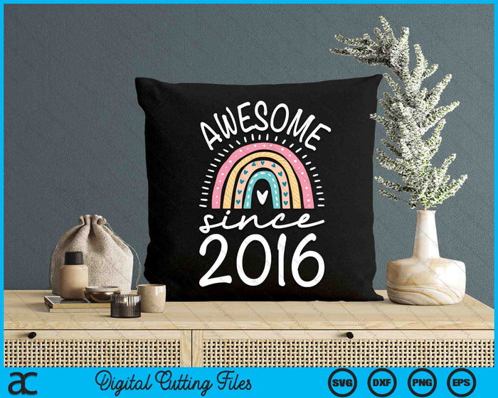 Awesome Since 2016 8th Birthday Rainbow SVG PNG Digital Cutting Files