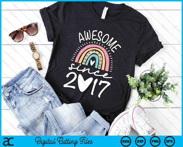 Awesome Since 2017 7th Birthday Rainbow SVG PNG Digital Printable Files