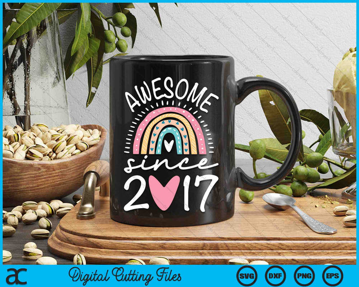 Awesome Since 2017 7th Birthday Rainbow SVG PNG Digital Cutting Files