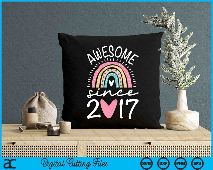 Awesome Since 2017 7th Birthday Rainbow SVG PNG Digital Cutting Files