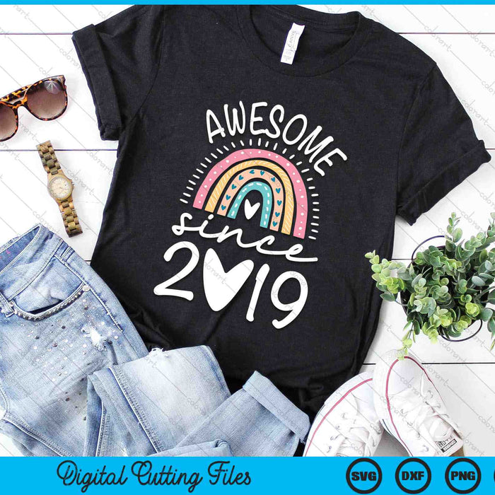 Awesome Since 2019 5th Birthday Rainbow SVG PNG Digital Printable Files