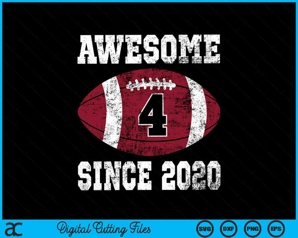 Awesome Since 2020 4th Birthday Football 4 Years Old Vintage Sports SVG PNG Digital Cutting Files