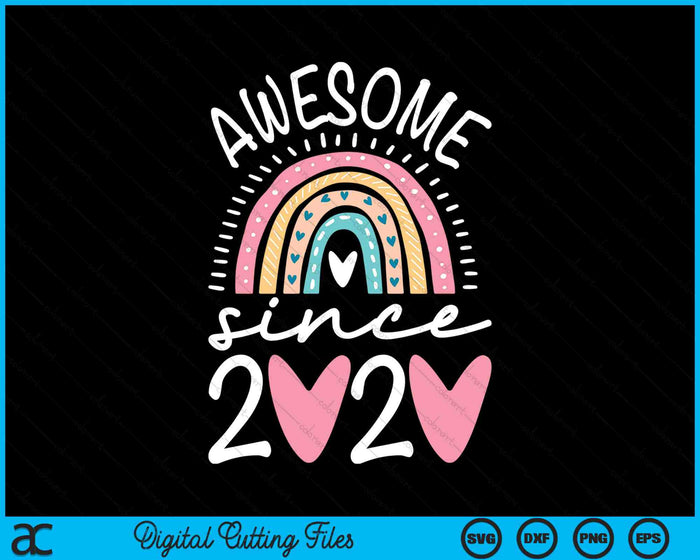 Awesome Since 2020 4th Birthday Rainbow SVG PNG Digital Cutting Files